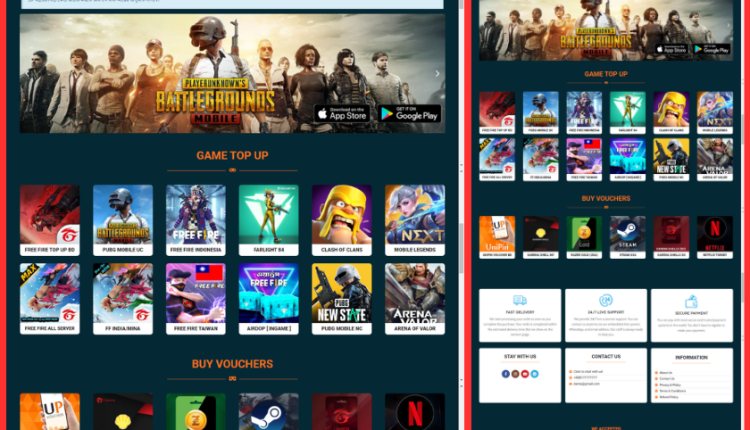 (Demo-3) FreeFire, PUBG, Games TopUp, Voucher, Gift Card Selling Website Code (Backup File)